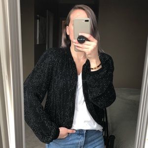 L’AGENCE Holiday Beaded Bomber Jacket VINTAGE